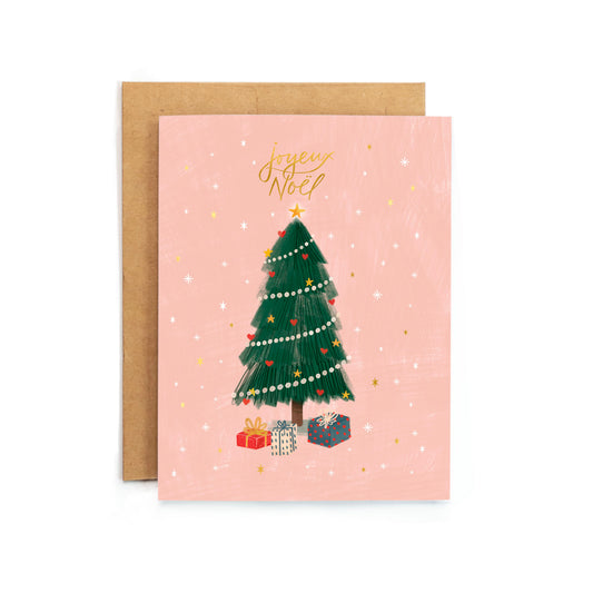 a card with a christmas tree on it