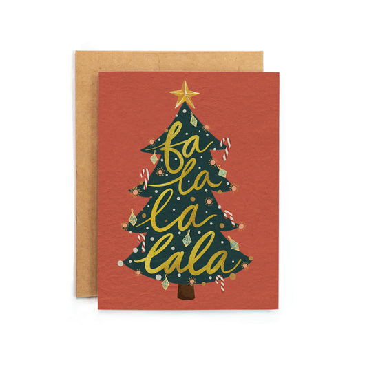 a card with a christmas tree on it