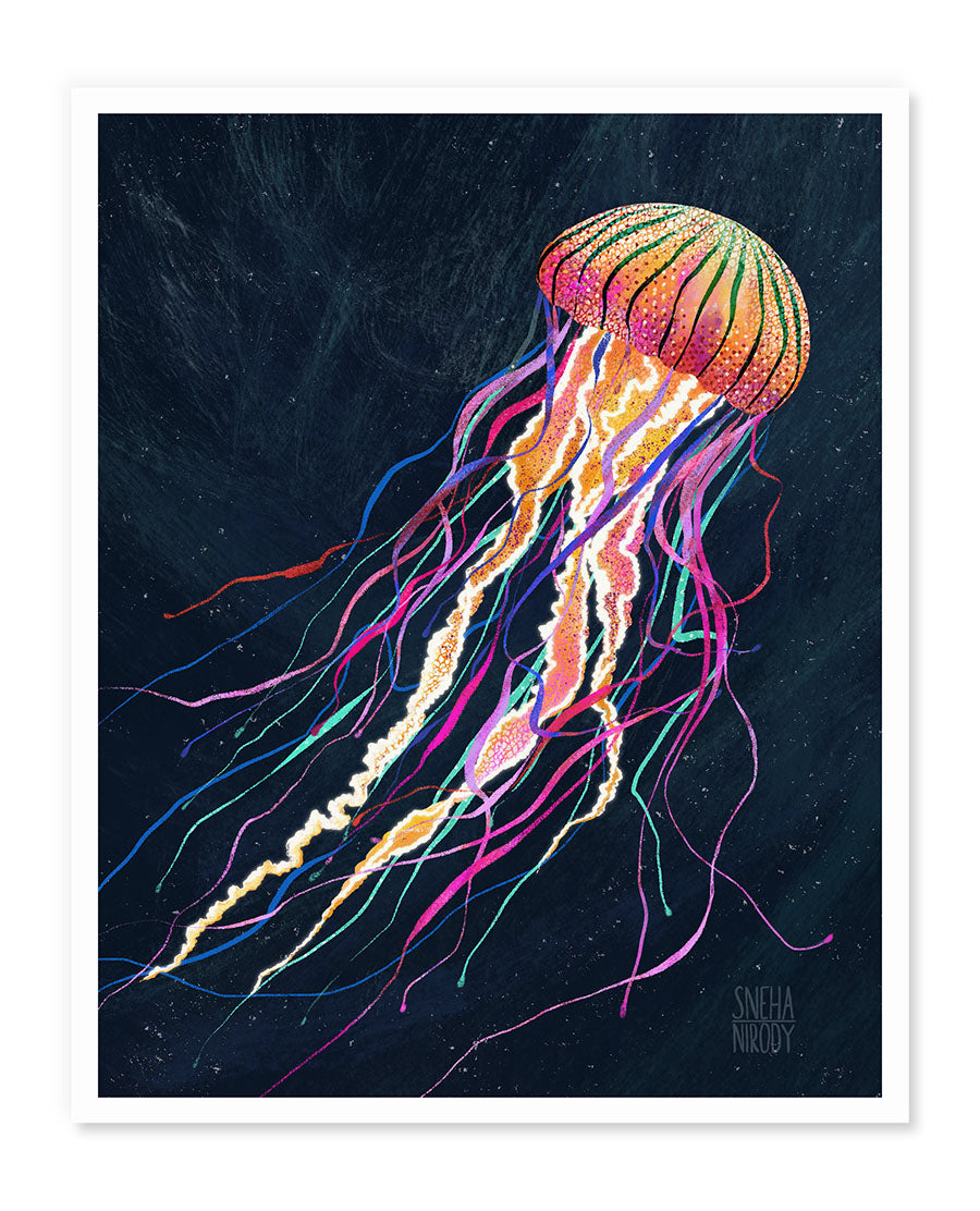 Neon Jellyfish Art Print WS
