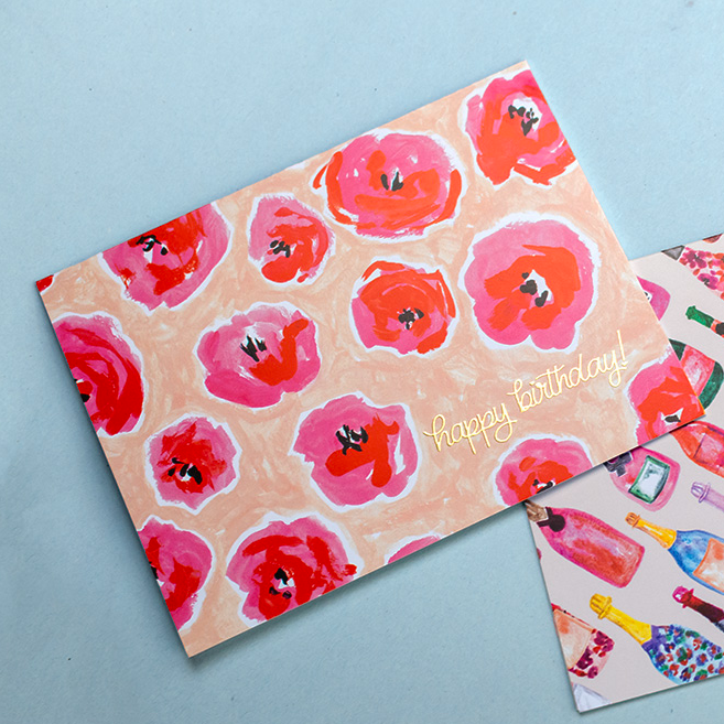 a couple of cards sitting on top of a table