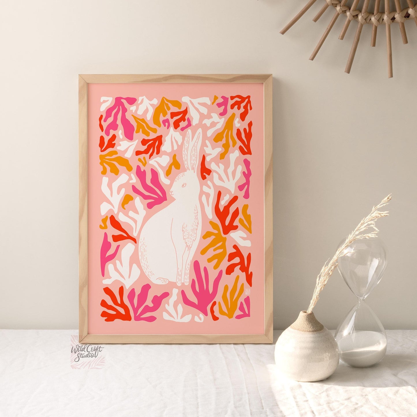 Pink Matisse Style Bunny Art Print WS