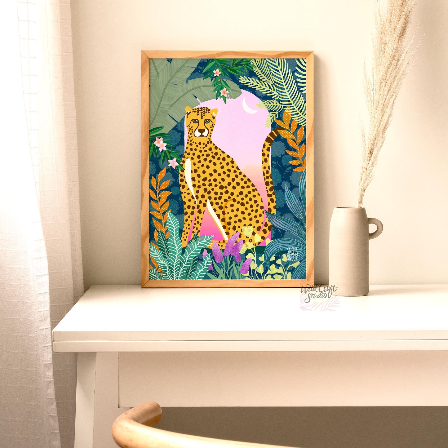 Cheetah at the Window Animal Art Print
