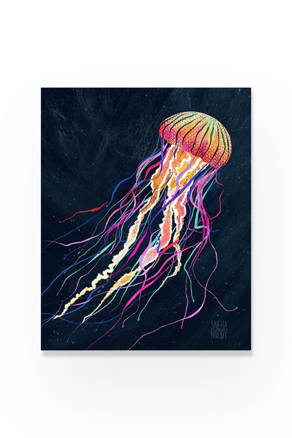 Neon Jellyfish Art Print
