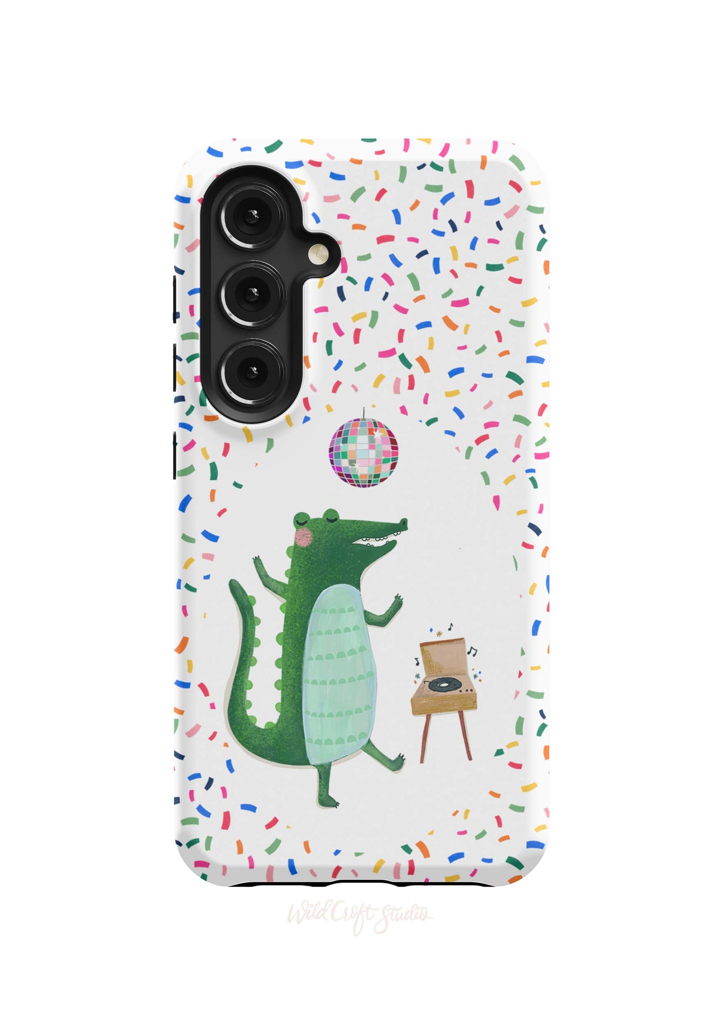 a phone case with a picture of a crocodile on it