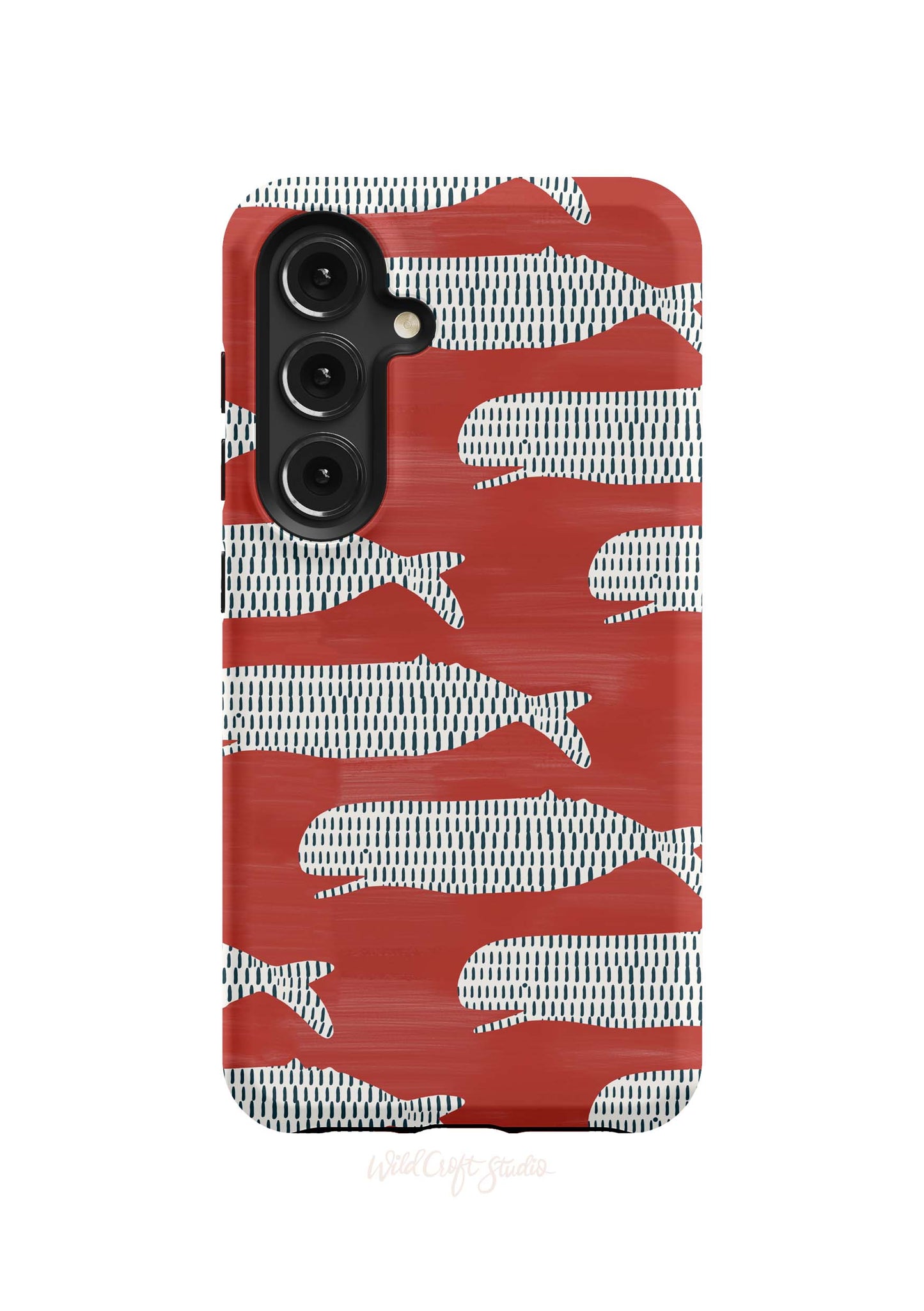a red and white phone case with a pattern on it