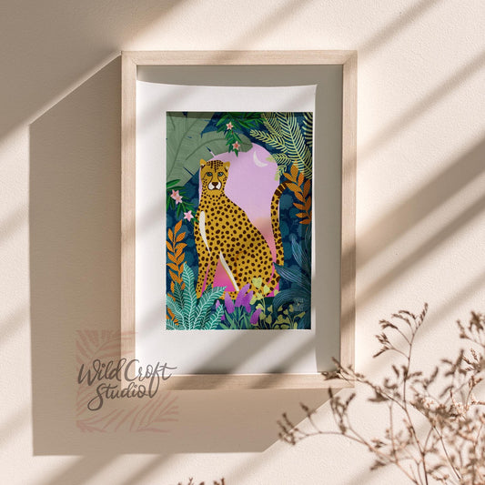 Cheetah at the Window Animal Art Print