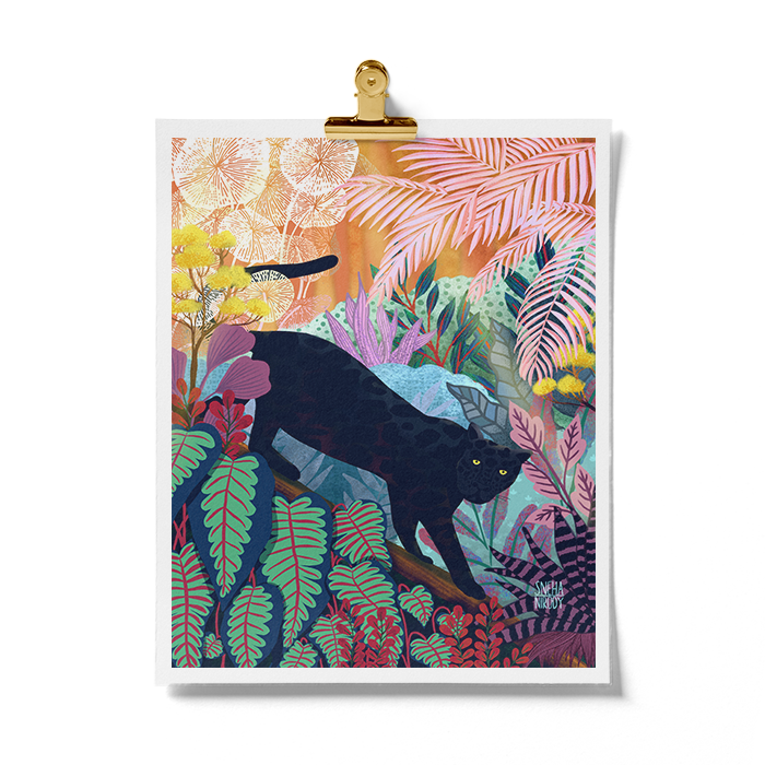 Black Panther in the Jungle - Animal Art Print