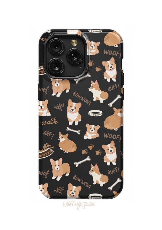 a phone case with a dog pattern on it