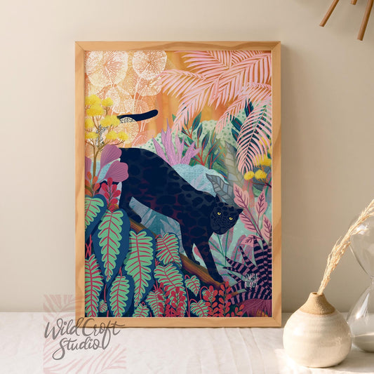 Black Panther in the Jungle - Animal Art Print