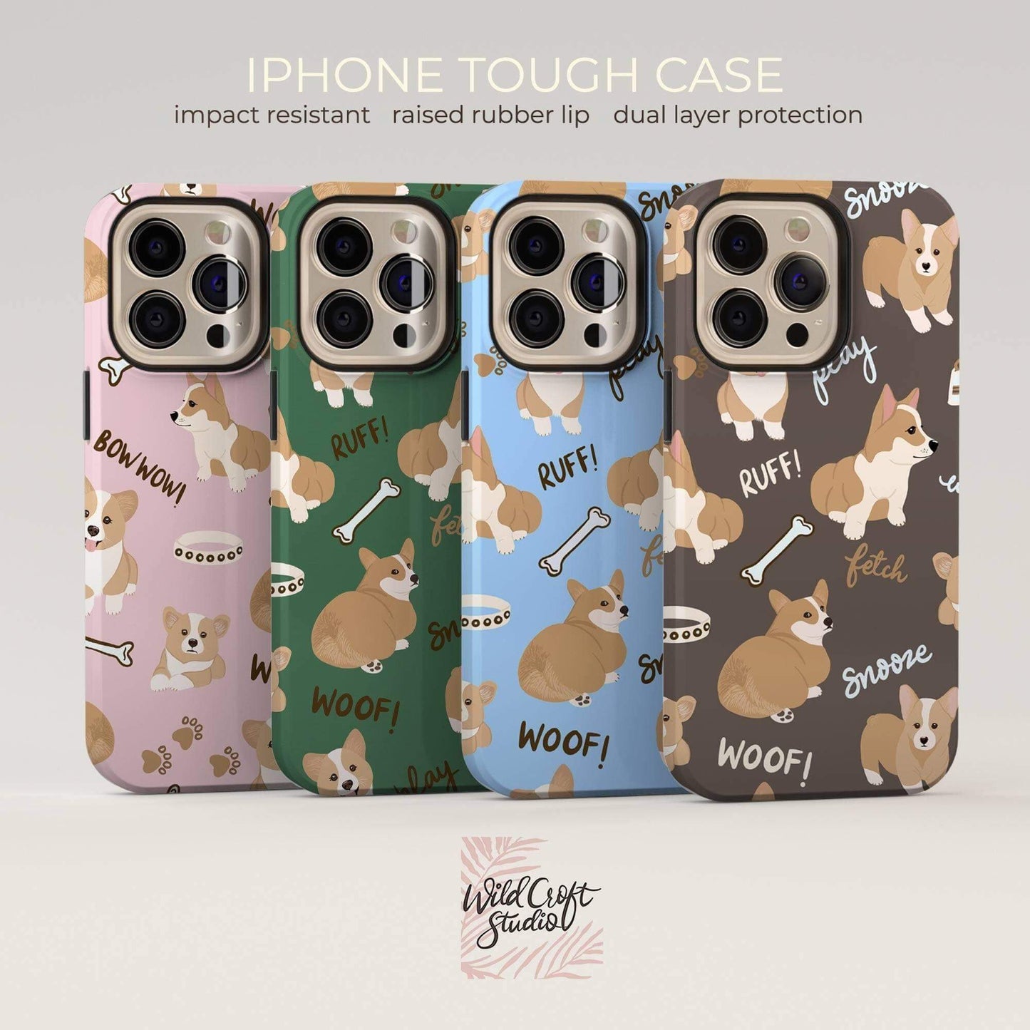 Green Corgi Butt Tough Case for iPhone