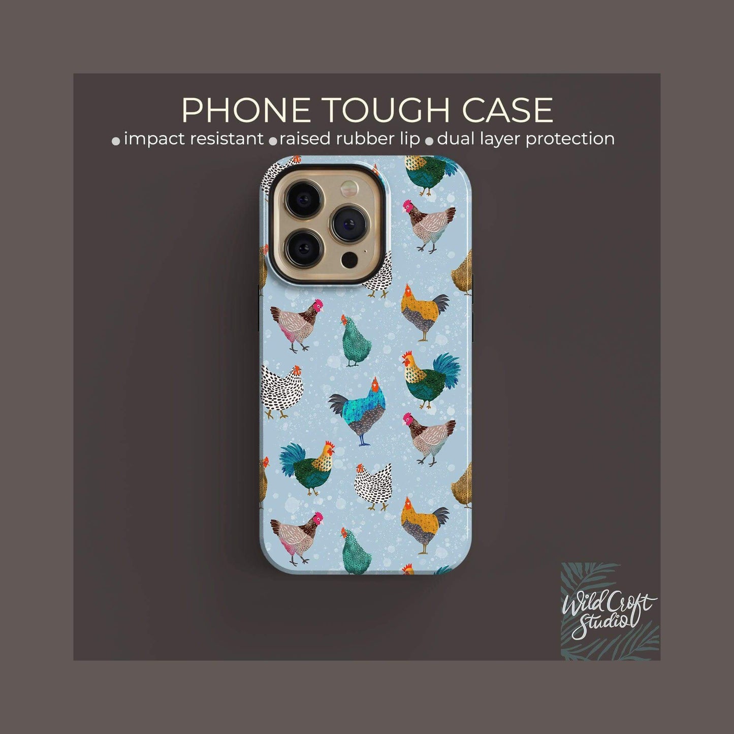 Blue Cute Chicken Tough Case for iPhone