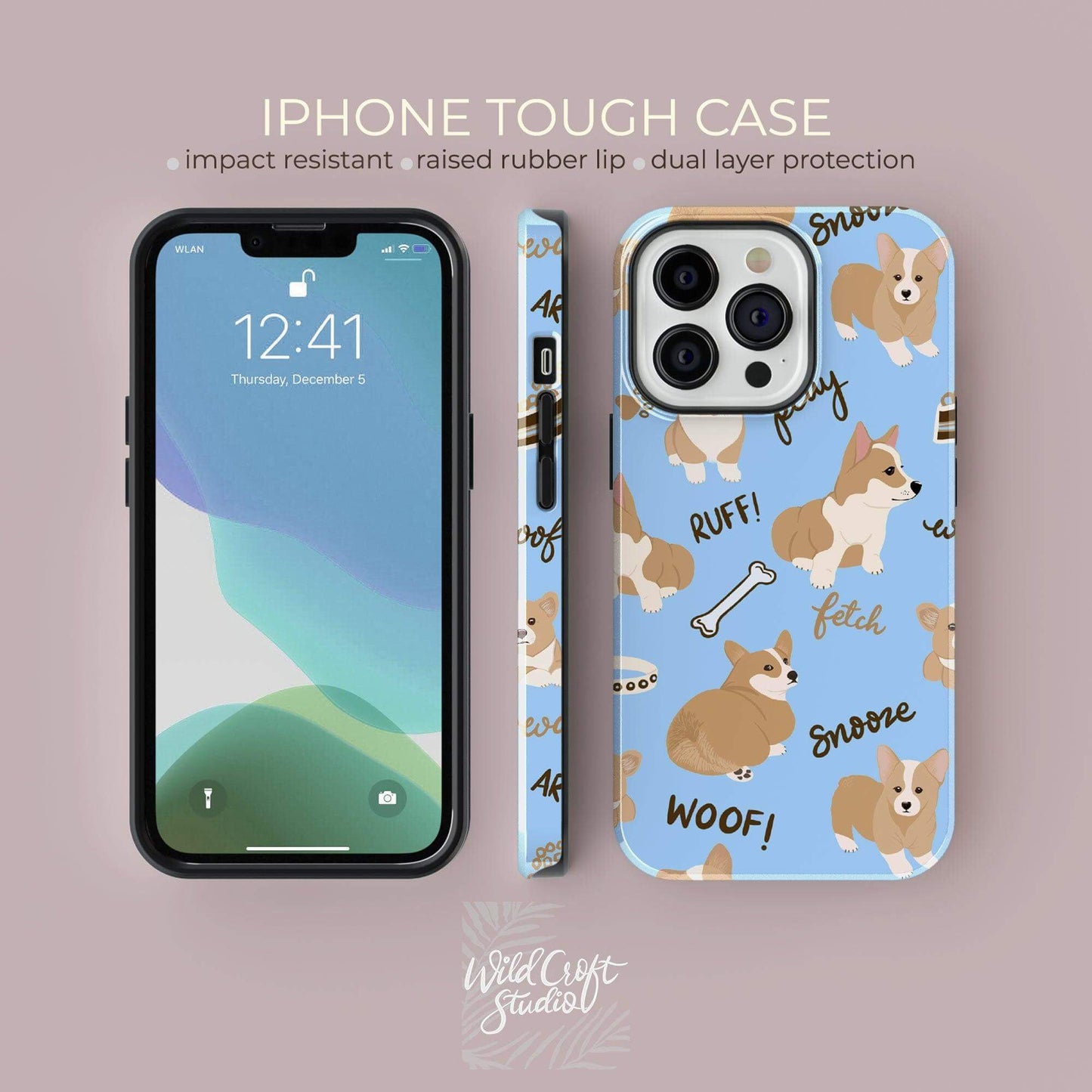Blue Cute Corgi butt Tough Case for iPhone