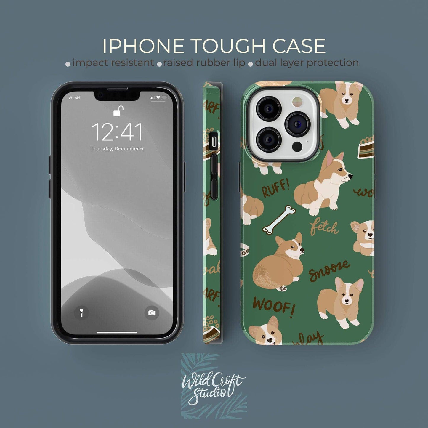 Green Corgi Butt Tough Case for iPhone