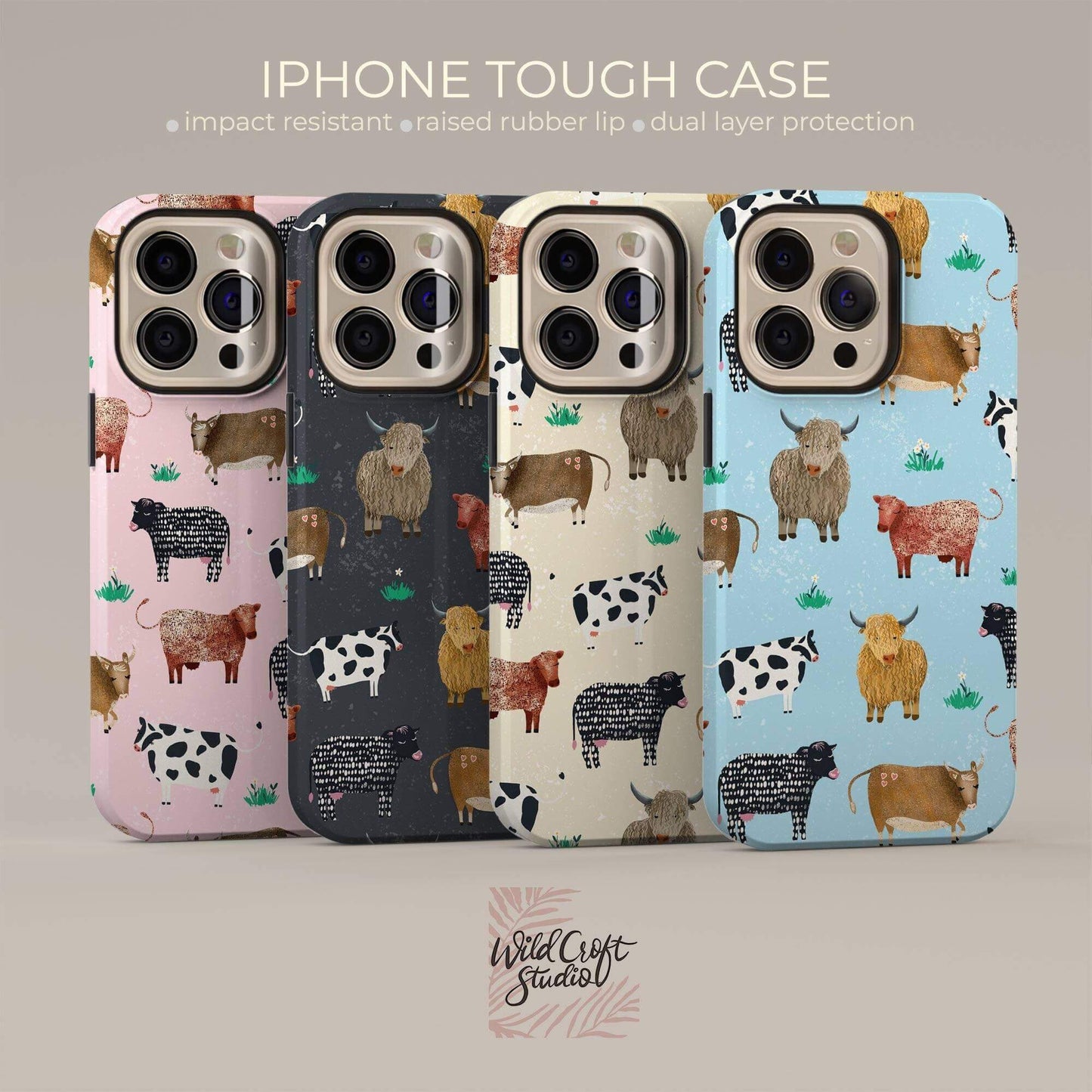 Cute Cow Pink Tough Case for iPhone