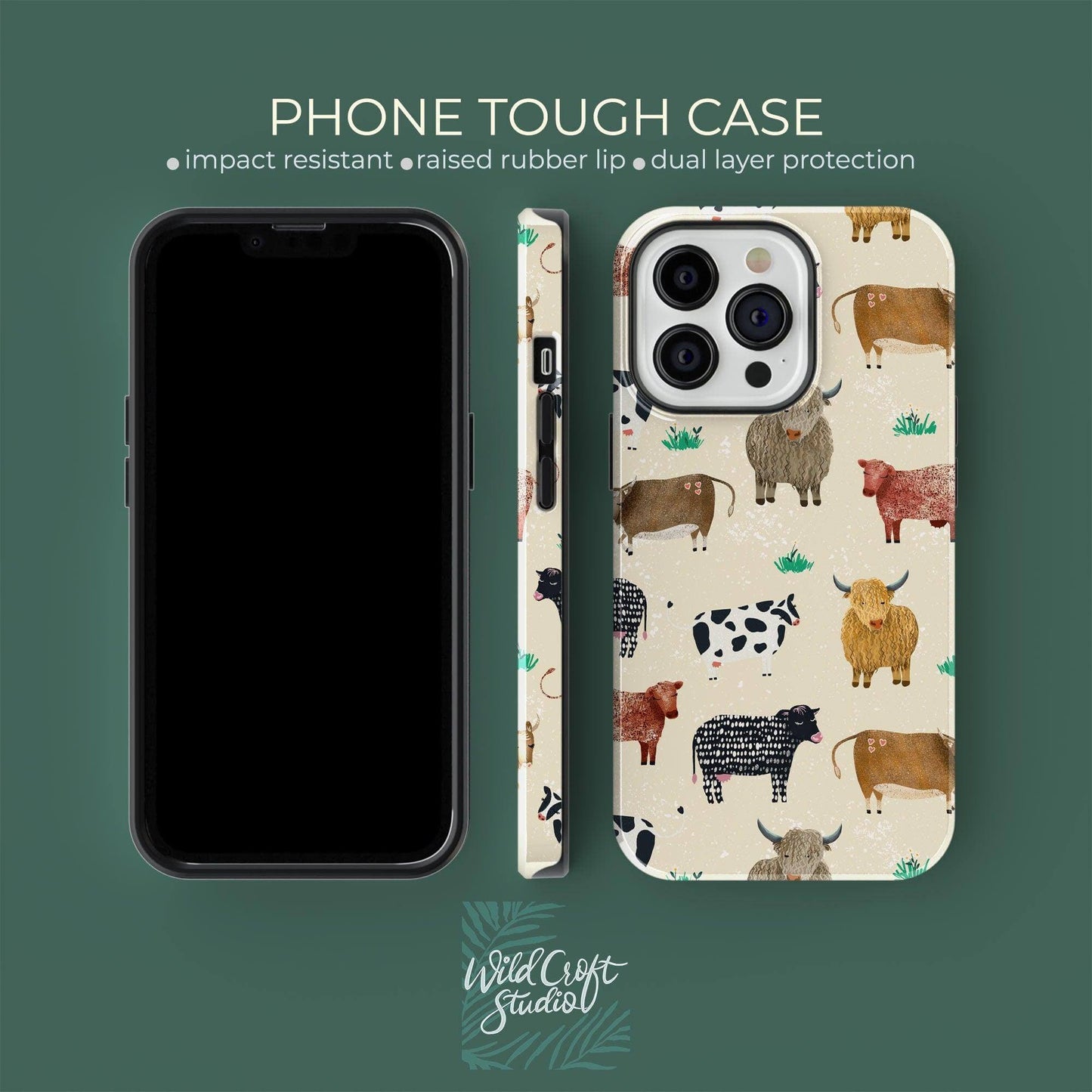 Cream Cute Cow Tough Case for iPhone
