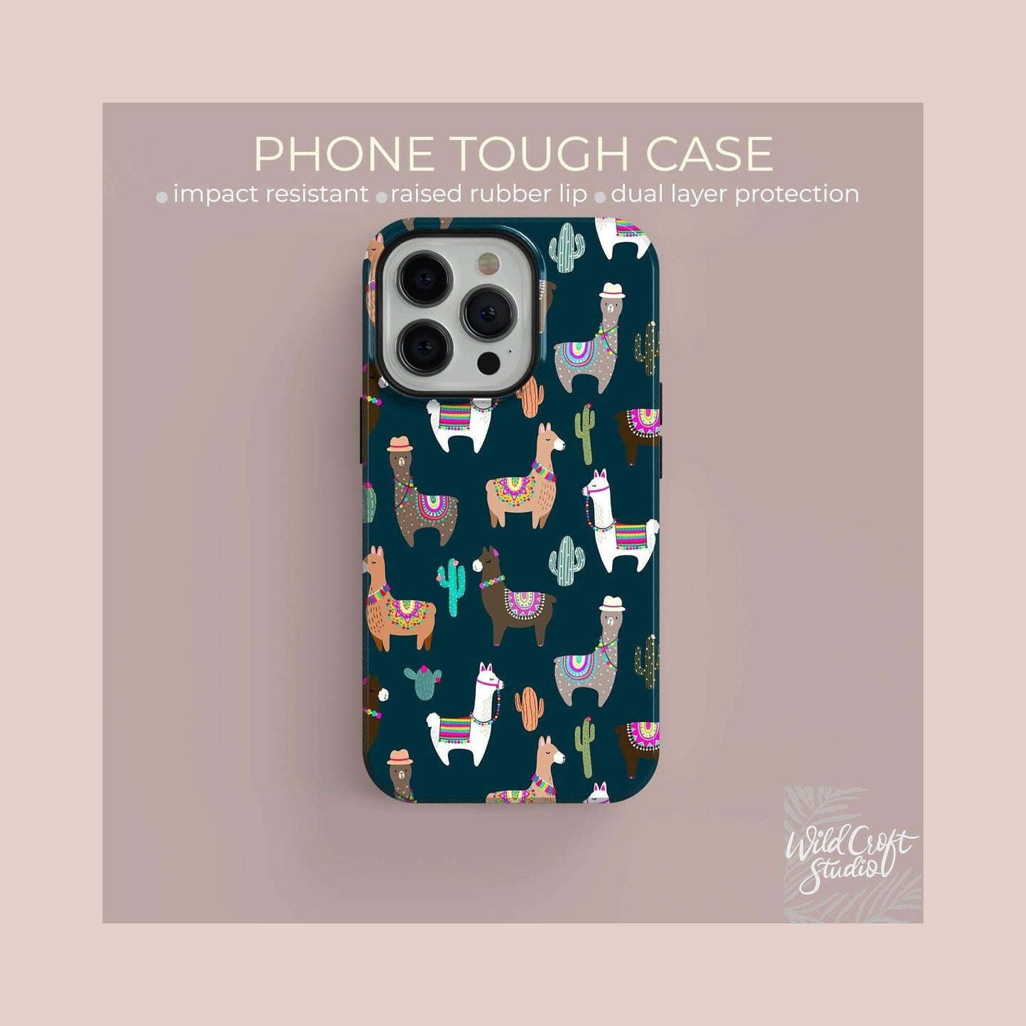 Teal Llama Tough Case for iPhone
