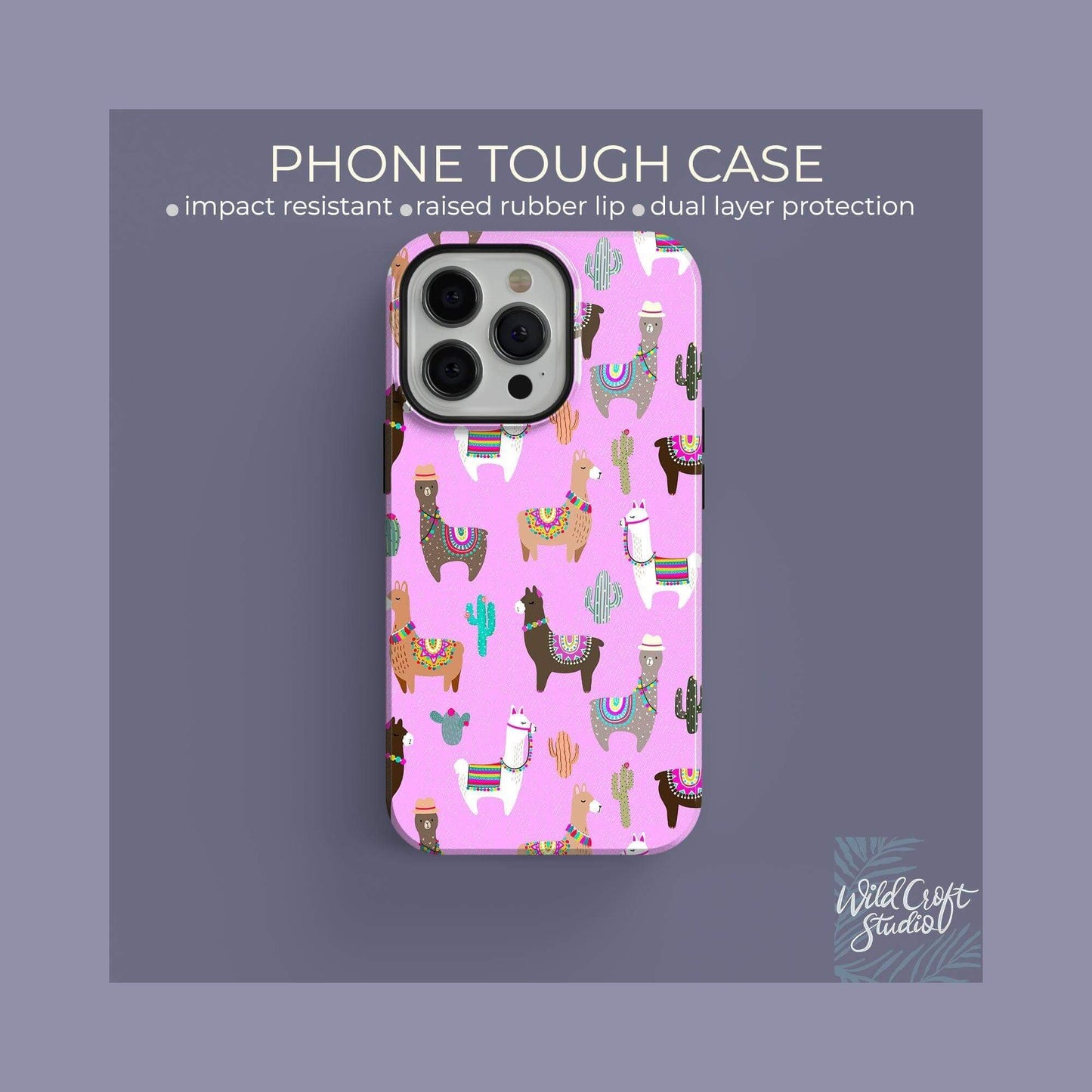 Pink Cute Llama Tough Case for iPhone