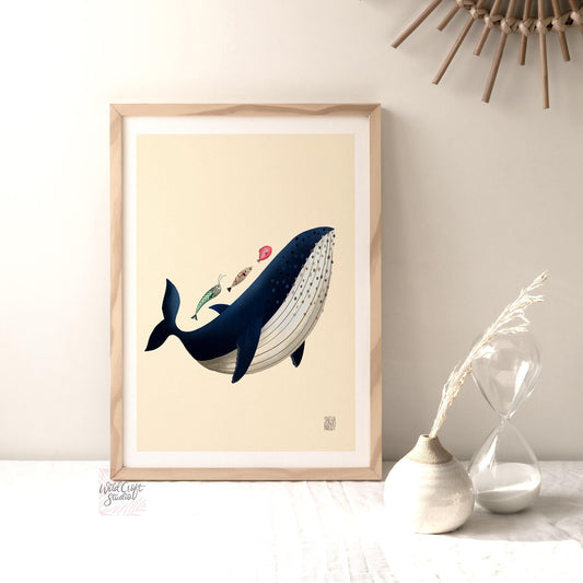 Whale and Fish Art Print