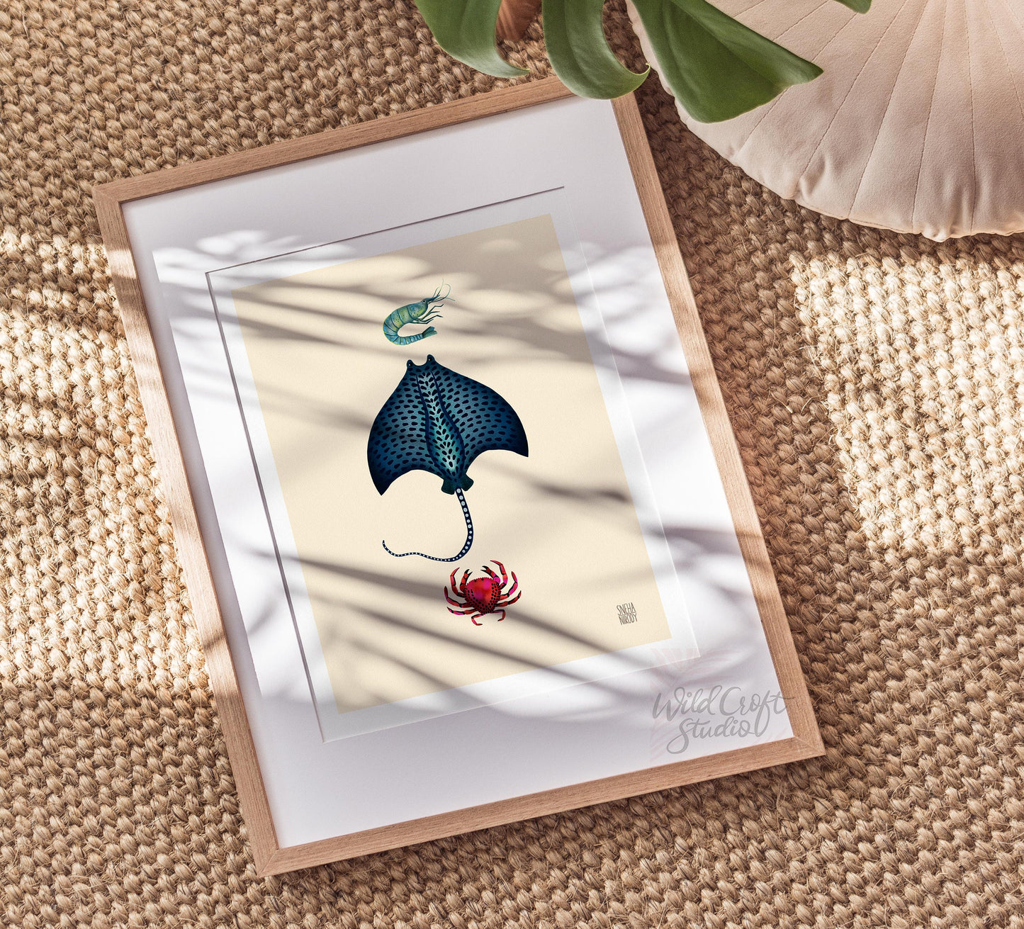 Manta ray, Shrimp, Crab Art Print