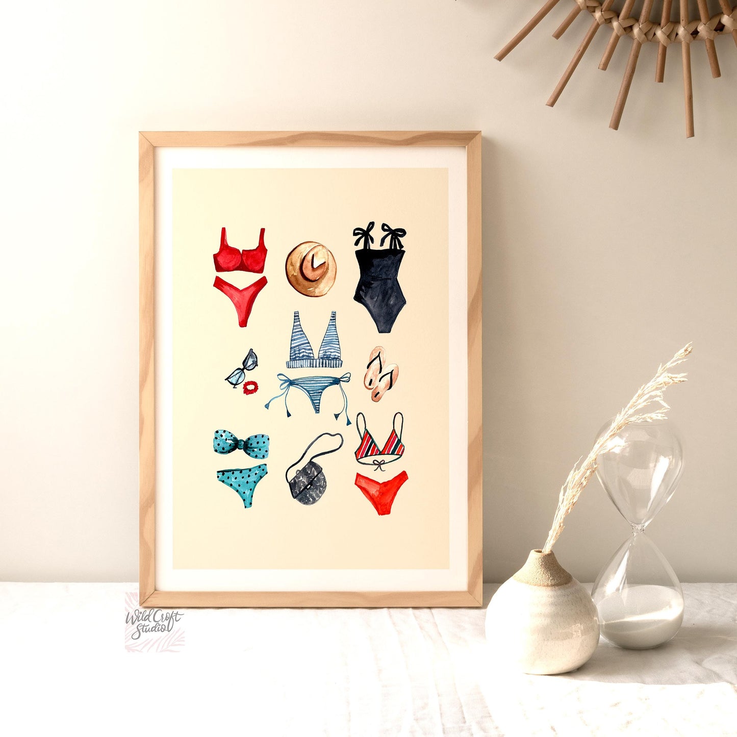 Summer Swimsuit, Hat, Sunglasses Art Print