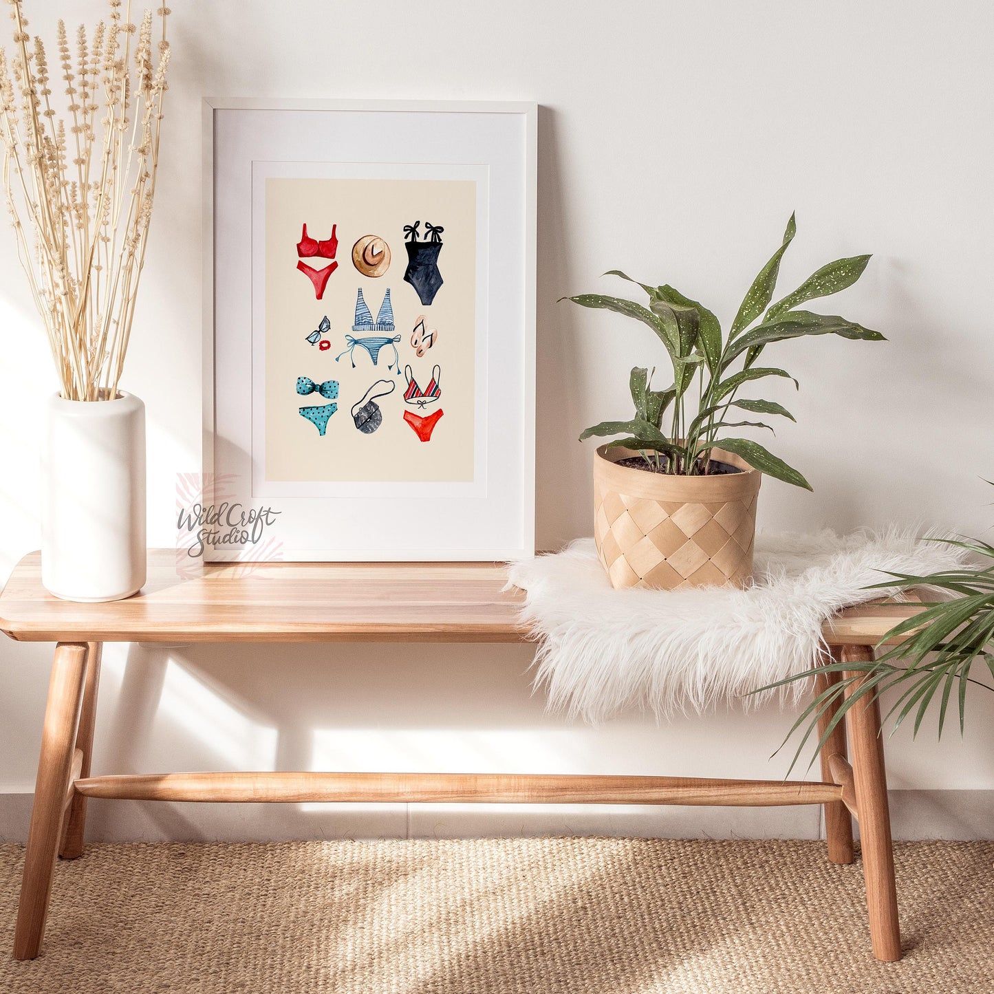 Summer Swimsuit, Hat, Sunglasses Art Print
