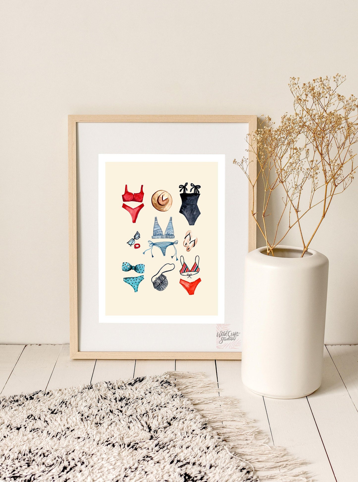 Summer Swimsuit, Hat, Sunglasses Art Print
