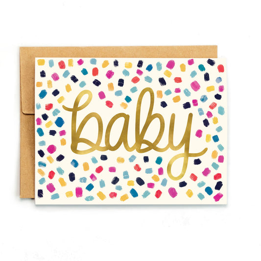 a card with the word baby on it
