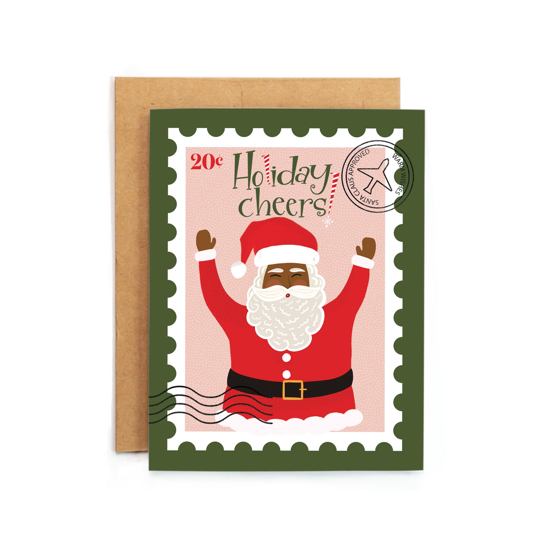 a christmas card with a santa clause on it