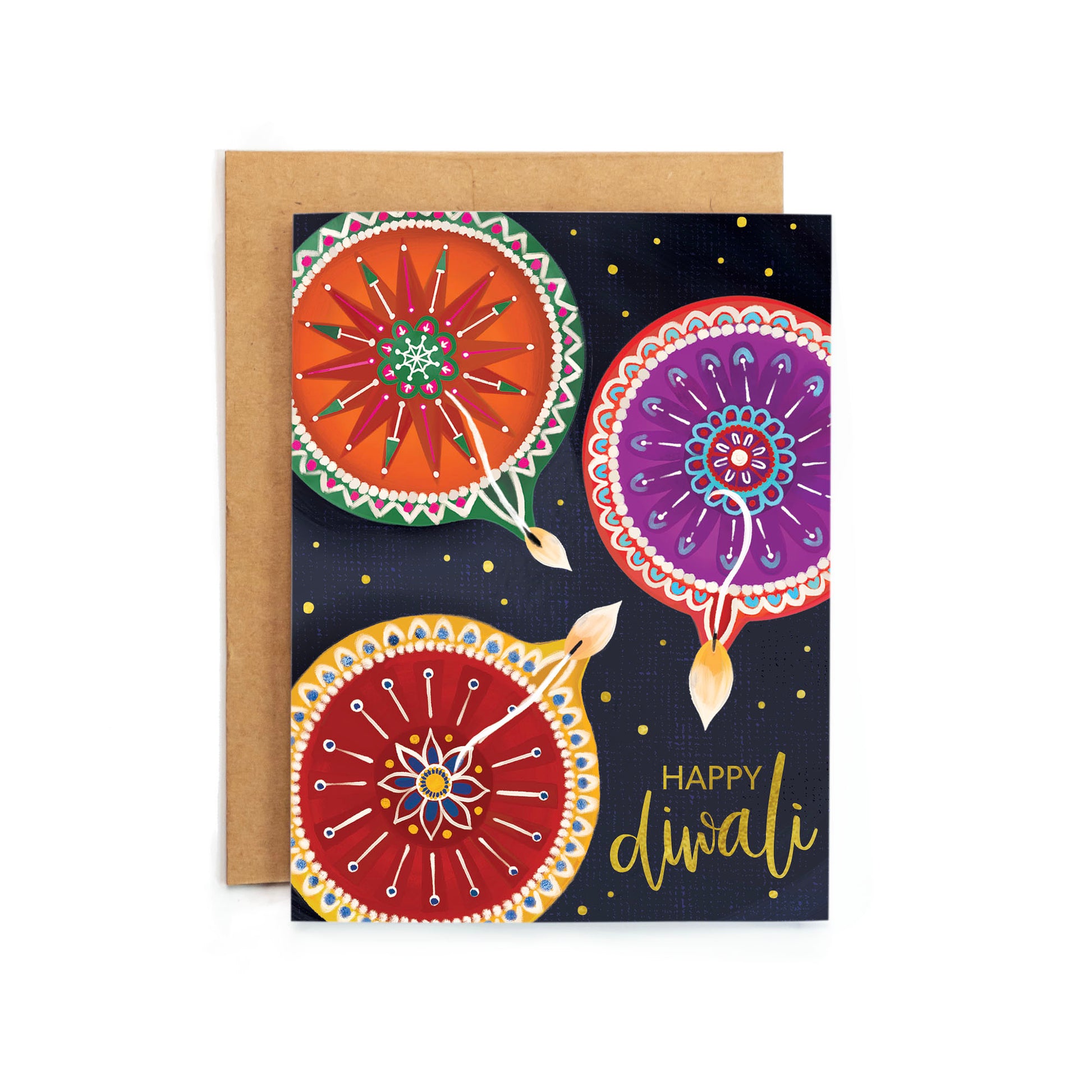 a happy diwali card with a colorful design