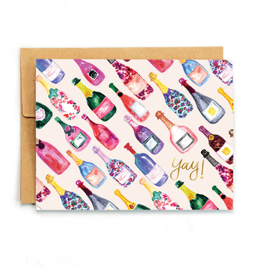 a card with a pattern of bottles on it