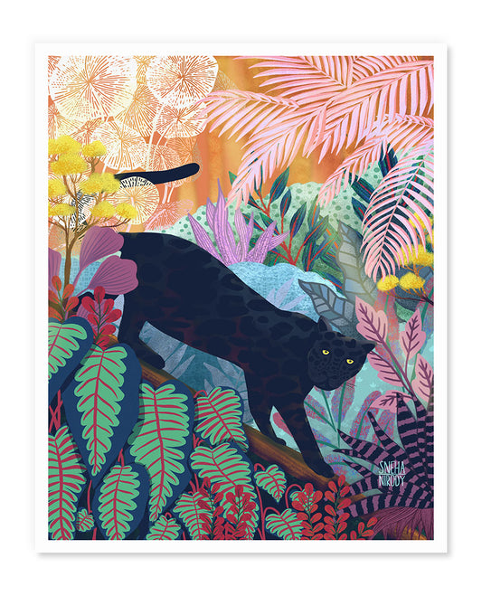 Black Panther in the Jungle Art Print WS