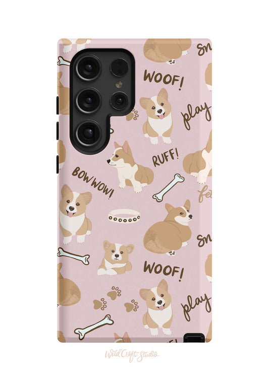 a phone case with a dog pattern on it