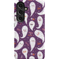 a purple phone case with ghost faces on it