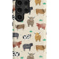 a phone case with a pattern of cows on it