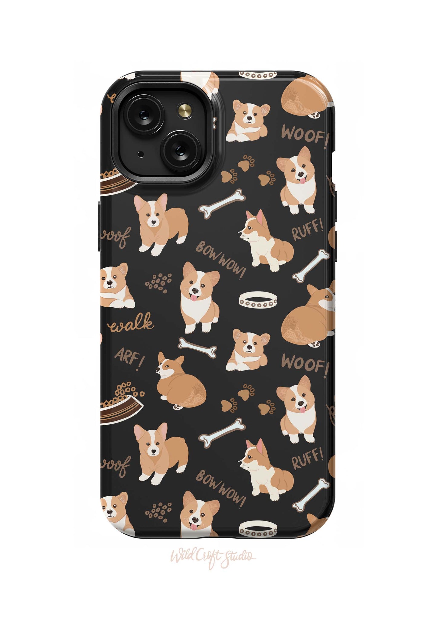 a phone case with a dog pattern on it