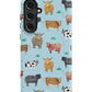 a phone case with cows on a blue background