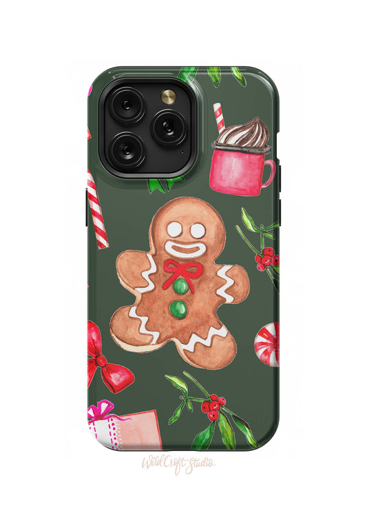 a green phone case with a picture of a ginger