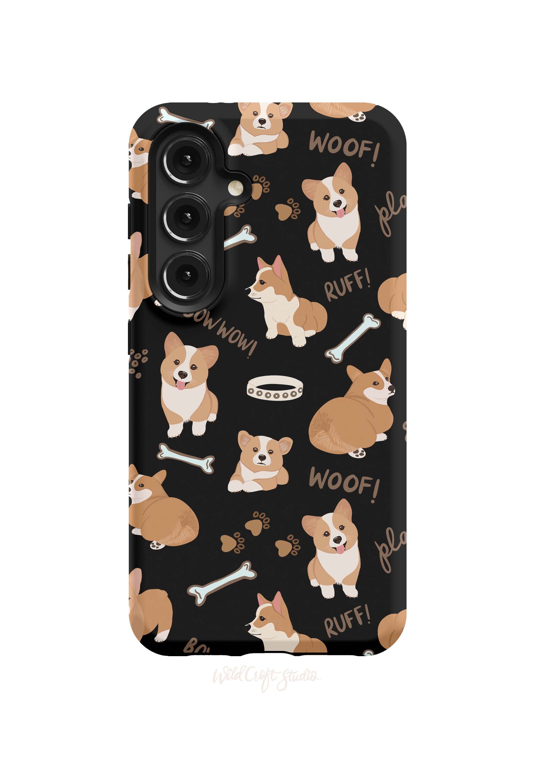 a phone case with a dog pattern on it