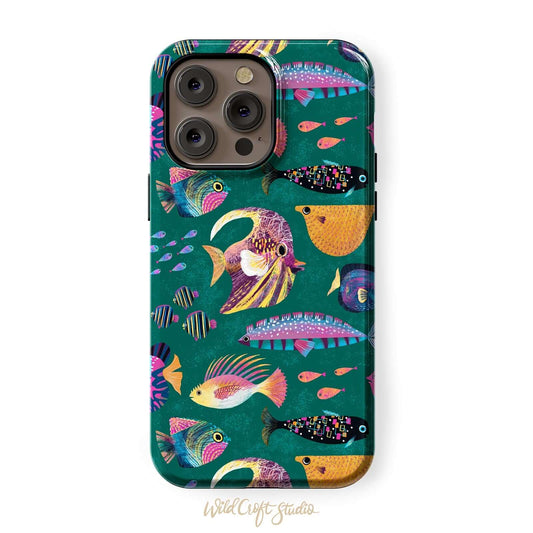 Fun Fish Green Tough Case for iPhone