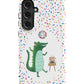 a phone case with a picture of a crocodile on it
