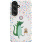 a phone case with a picture of a crocodile on it