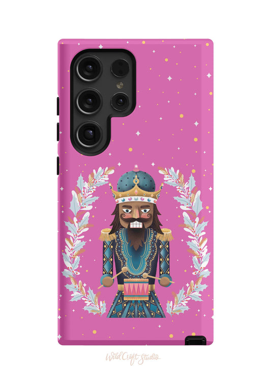 a pink phone case with a picture of a man