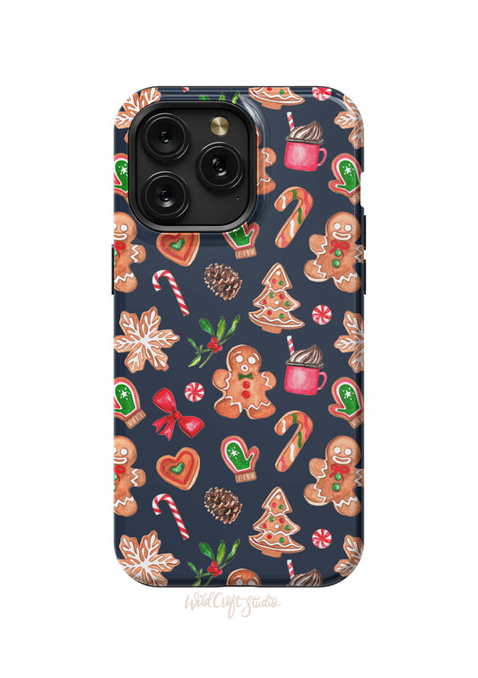 a phone case with a christmas pattern on it