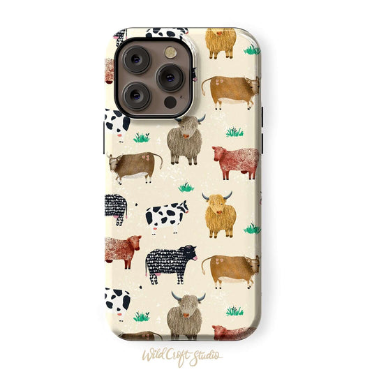 Cream Cute Cow Tough Case for iPhone