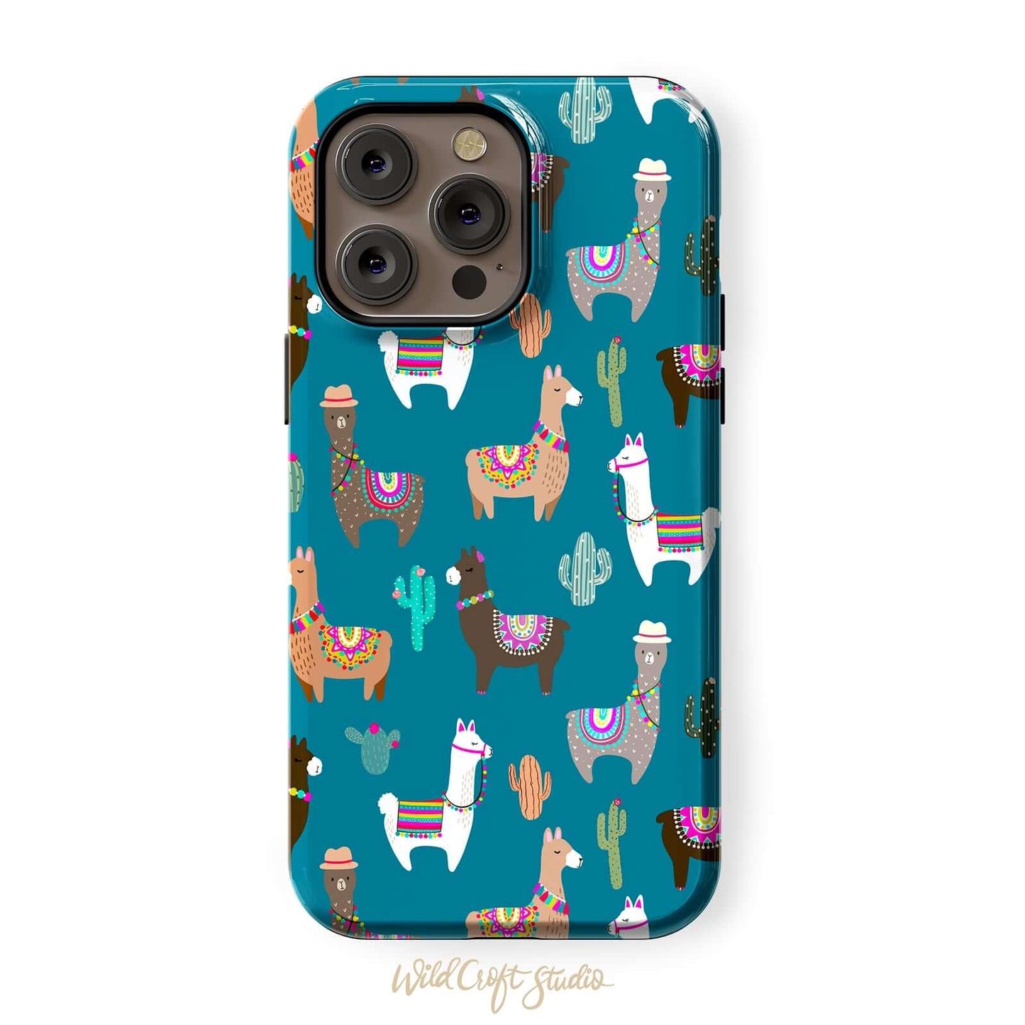 Blue Cute Llama Tough Case for iPhone