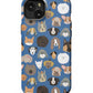 a blue phone case with dogs on it