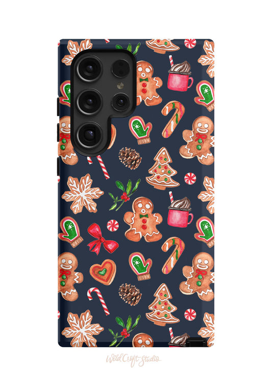 a phone case with a christmas pattern on it