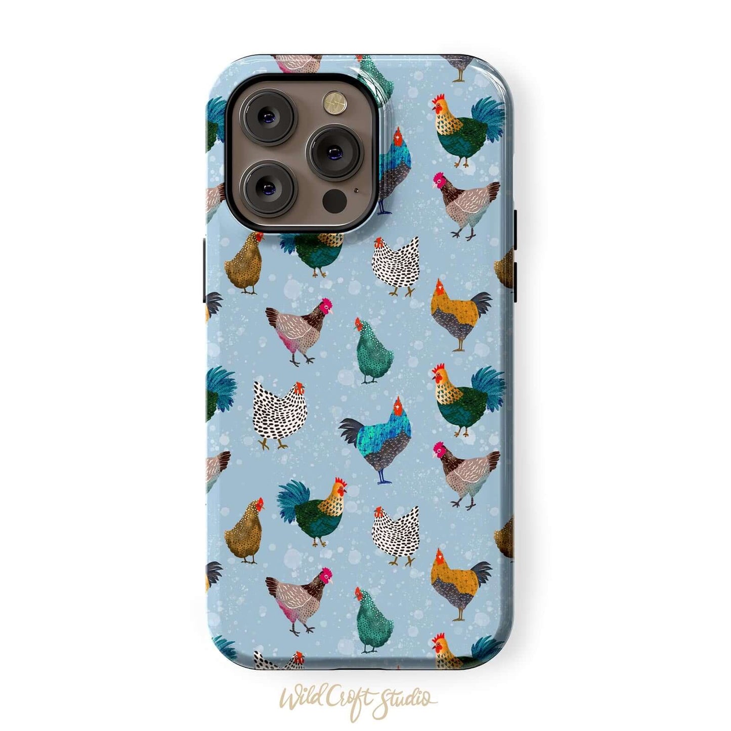 Blue Cute Chicken Tough Case for iPhone