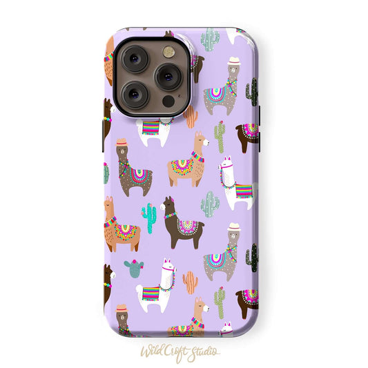 Cute Purple Llama Tough Case for iPhone