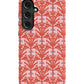 a red phone case with a pattern on it